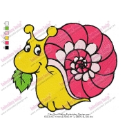 Cute Snail Eating Embroidery Design